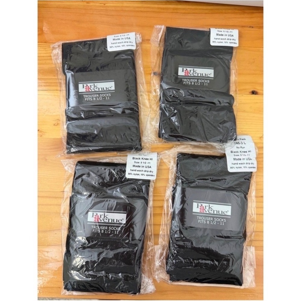 Park Avenue Knee-High Trouser Socks – Black – 12 Pairs (4 Packs) – NWT